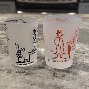 Funny Shot Glasses Vintage Mid Century Frosted SAY WHEN!  Hazel Atlas